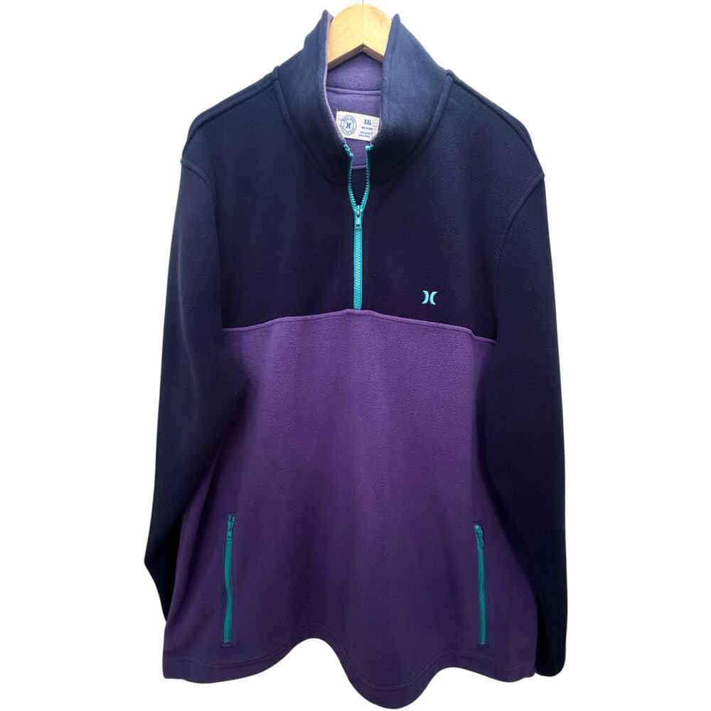 Hurley Men's Colorblock Polar Fleece Quarter-Zip Pullover XXL
